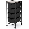 image:imageDormCo Suprima Storage Carts 4 Drawer Woodtop Shelf  WhiteWhitewash Top  Essential Dorm Supplies for College Freshmen NecessitiesBlack  Royal Oak Top