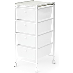 image:imageDormCo Suprima Storage Carts 4 Drawer Woodtop Shelf  WhiteWhitewash Top  Essential Dorm Supplies for College Freshmen NecessitiesWhite  Whitewash Top