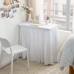 image:image32 Length Cotton Dorm Desk Skirt  Farmhouse White42 x 24 Rectangular