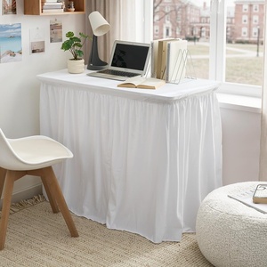 image:image36 Length Luxury Plush Dorm Desk Skirt  White42 x 24 Rectangular