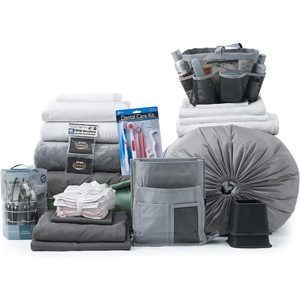 image:image44Piece Dorm Supplies Set  Twin XL Bedding amp Essentials Pack GreenGray