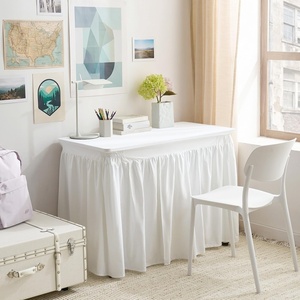 image:imageCorner Pleated 32 Length Cotton Dorm Desk Skirt  White32 x 24 Rectangular