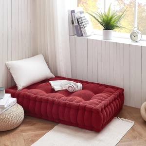 image:imageDormCo Rainha  Ultra Thick Tufted Floor Pillow  Dark BrownCrimson
