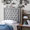 image:imageTavira Allure College Dorm Headboard with Legs  Tufted Rivet  Linen GrayLinen Gray
