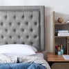 image:imageTavira Allure College Dorm Headboard with Legs  Tufted Rivet  Linen GrayLinen Gray